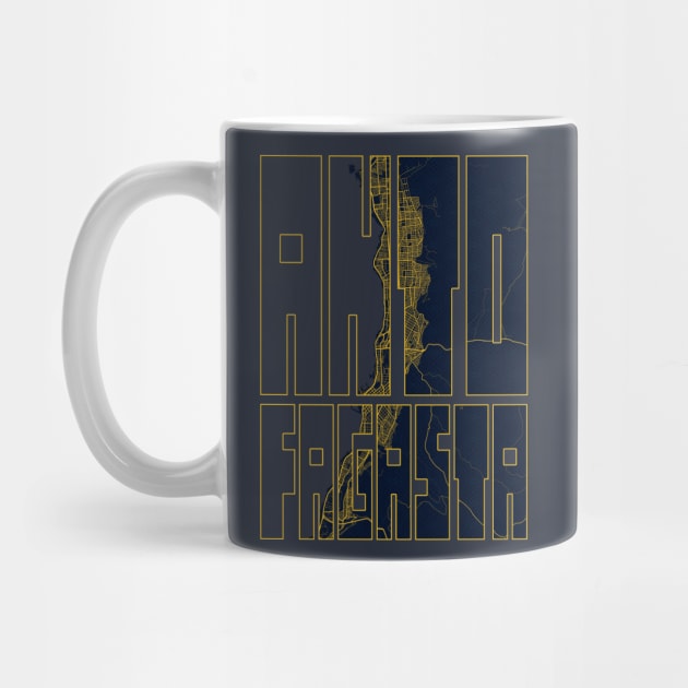 Antofagasta, Chile City Map Typography - Gold Art Deco by deMAP Studio